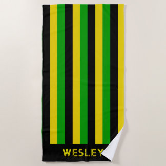 Jamaican Flag Colored Black Yellow Green Striped Strandlaken