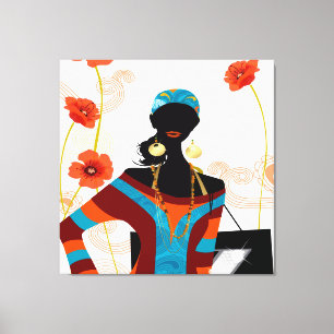 Jamaican Girl Wrapped Canvas Afdruk