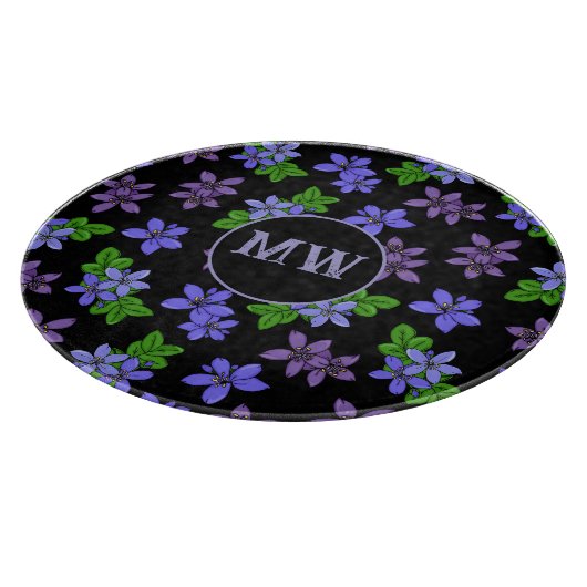 Jamaican Purple Flowers Patterned Monogram Snijplank (Hoek)