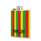 Jamaican Rasta Reggae Stripes Naam toevoegen Heupfles (Links)