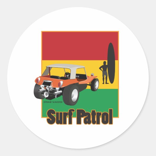 Jamaican Rasta Surfpatrol Buggy Ronde Sticker (Voorkant)