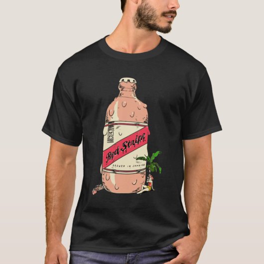 Jamaican Red Stripe Beer gemonteerd  T-shirt (Voorkant)