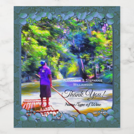 Jamaican River Dank je J001 Wijn Etiket (Enkel label)