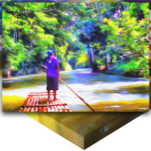 Jamaican River Raft Ride J001 Art Canvas Afdruk