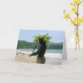 Jamaïque - Carte de voeux - Plage de pêche locale (Fleur jaune)