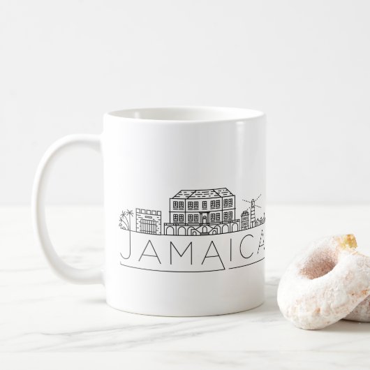 Jamaïque Skyline Stylisé Skyline Café Mug (Avec donut)