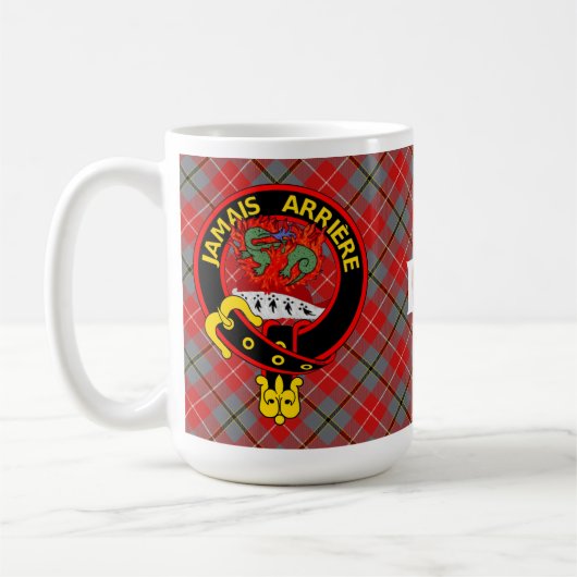"Jamais Arrière" Mug Red Douglas Tartan (Gauche)