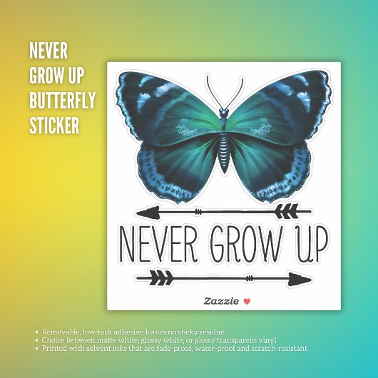 Jamais Augmenter Bleu Papillon Vinyl Sticker