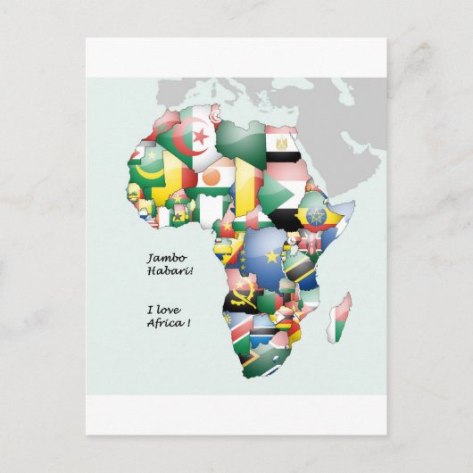 Jambo Habari Afrika! Ik hou van Afrika Briefkaart (Voorkant)