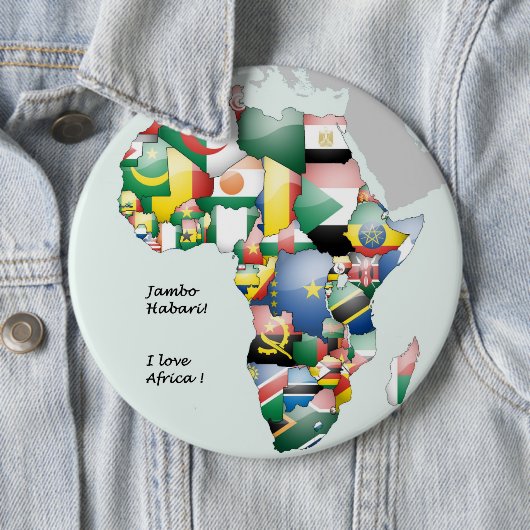 Jambo Habari Afrika! Ik hou van Afrika Ronde Button 6,0 Cm (In situ)