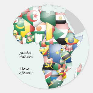 Jambo Habari Afrika! Ik hou van Afrika Ronde Sticker