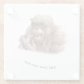 Jambo The Hairless Chimp (wijzig je eigen tekst) Glazen Onderzetter (Achterkant)