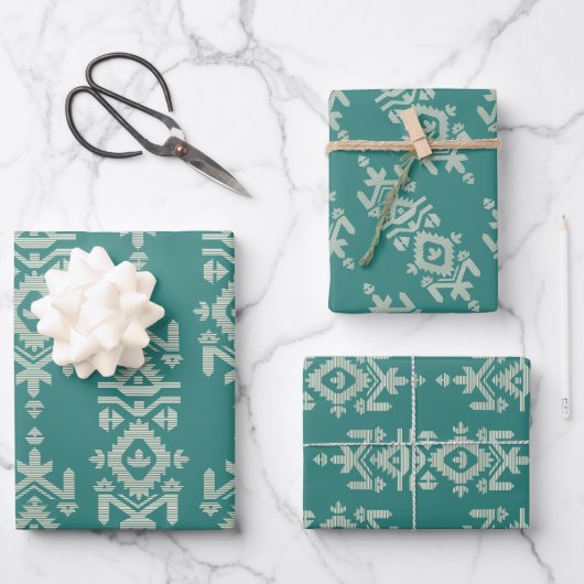 Jamdani Print Folk Pattern Inpakpapier Vel (Voorkant)