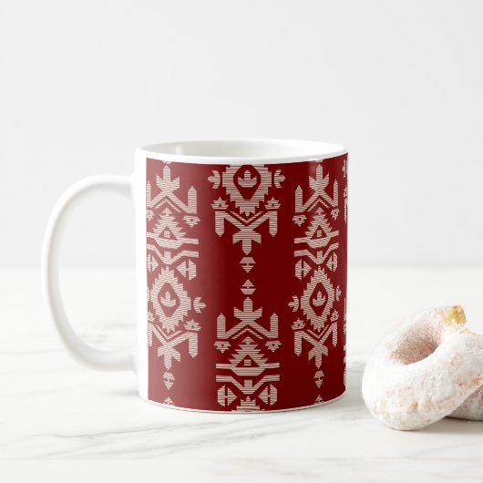 Jamdani Print Folk Pattern Koffiemok (Met donut)