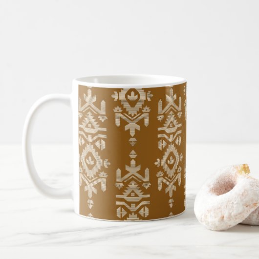 Jamdani Print Folk Pattern Koffiemok (Met donut)
