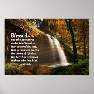 James 1:12 Blessed is degene die de Bijbel doorsta Poster