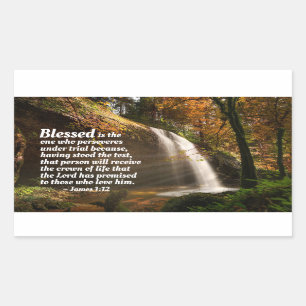 James 1:12 Blessed is degene die de Bijbel doorsta Rechthoekige Sticker