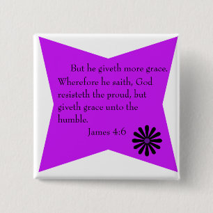 James 4:6-toets vierkante button 5,1 cm