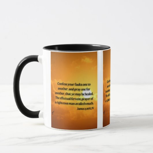 James 5:16 KJV Bijbelscriptie Pic Two-Tone Mok (Links)