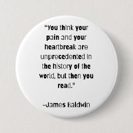 James Baldwin bij het lezen van citaatpagina Ronde Button 7,6 Cm