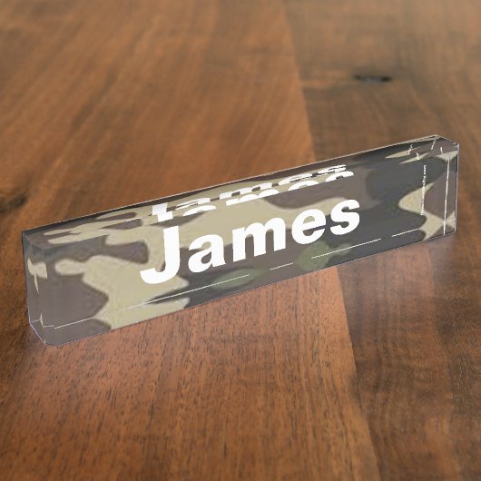 James camo bureaunaam bord naambordje (Zijkant)