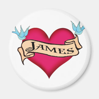 James - Custom Heart Tattoo T-shirts & geschenken Magneet