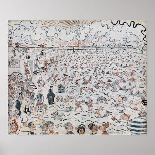 James Ensor The Beach in Ostende Poster (Voorkant)