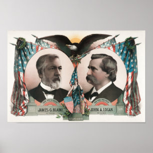 James G. Blaine en John A. Logan Poster verkiezing