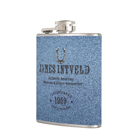 James Intveld Blue Denim Flask Heupfles (Links)