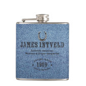 James Intveld Blue Denim Flask Heupfles (Voorkant)