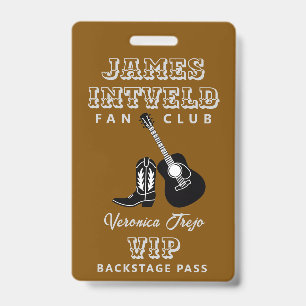 James Intveld Fan Club VIP Backstage Pas Badge