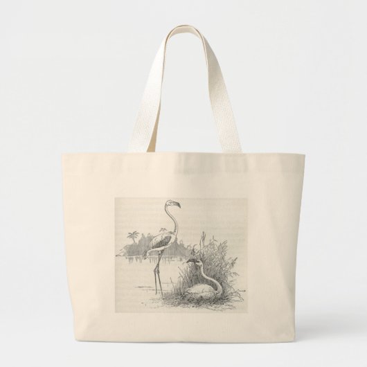 James Johonnot - Flamingo en Nest Grote Tote Bag (Voorkant)