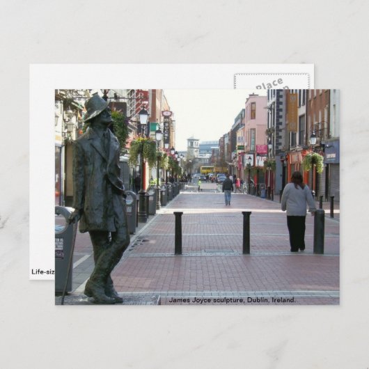 James Joyce Irish authentieke sculpture, Dublin Ie Briefkaart (Voorkant / Achterkant)