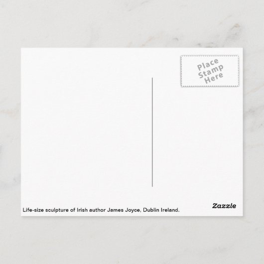 James Joyce Irish authentieke sculpture, Dublin Ie Briefkaart (Achterkant)