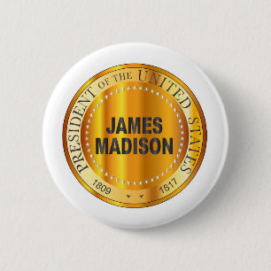 James Madison Gold Metal Stamp Ronde Button 5,7 Cm