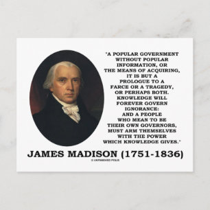 James Madison Knowledge Forever Governance Ignoran Briefkaart