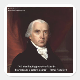 James Madison "War & Freedom" Wisdom Quote Gifts Vierkante Sticker