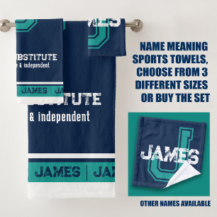James naam betekent sportieve stijl donkerblauw bl bad handdoek