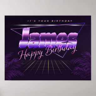 James Nom Vorname lila retro Poster Geburtstag