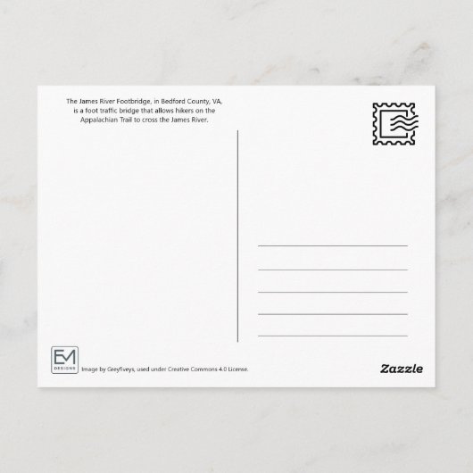 James River Footbridge Appalachian Trail Briefkaar Briefkaart (Achterkant)