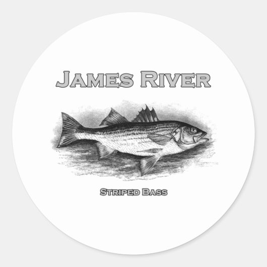 James River  gestreepte bas Logo Ronde Sticker (Voorkant)