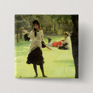James Tissot Croquet, c.1878 Vierkante Button 5,1 Cm