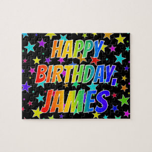 "JAMES" Voornaam, geun "HAPPY BIRTHDAY" Legpuzzel