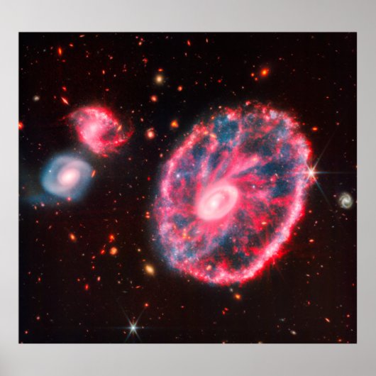 James Webb Cartwheel Galaxy (NIRCam en MIRI) Poster (Voorkant)
