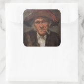 James Whistler - Man Roken een pijp Vierkante Sticker (Tas)