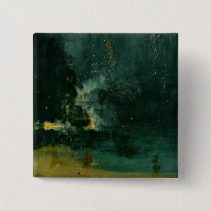 James Whistler - Nocturne in Black en Gold Vierkante Button 5,1 Cm