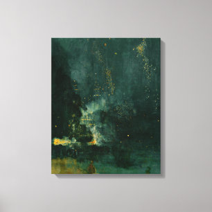 James Whistler - Nocturne in zwart en goud Canvas Afdruk