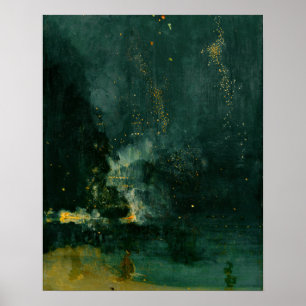 James Whistler - Nocturne in zwart en goud Poster