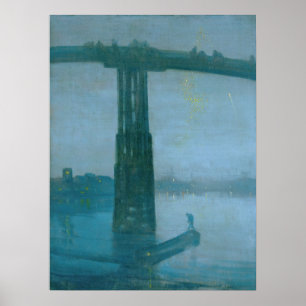 James Whistler - Nocturne, Oude Battersea Brug Poster