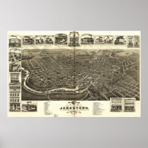 Jamestown New York 1882 Antiek Panorama Poster